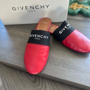 GIVENCHY MULES SHOES Sz 38.5 Red